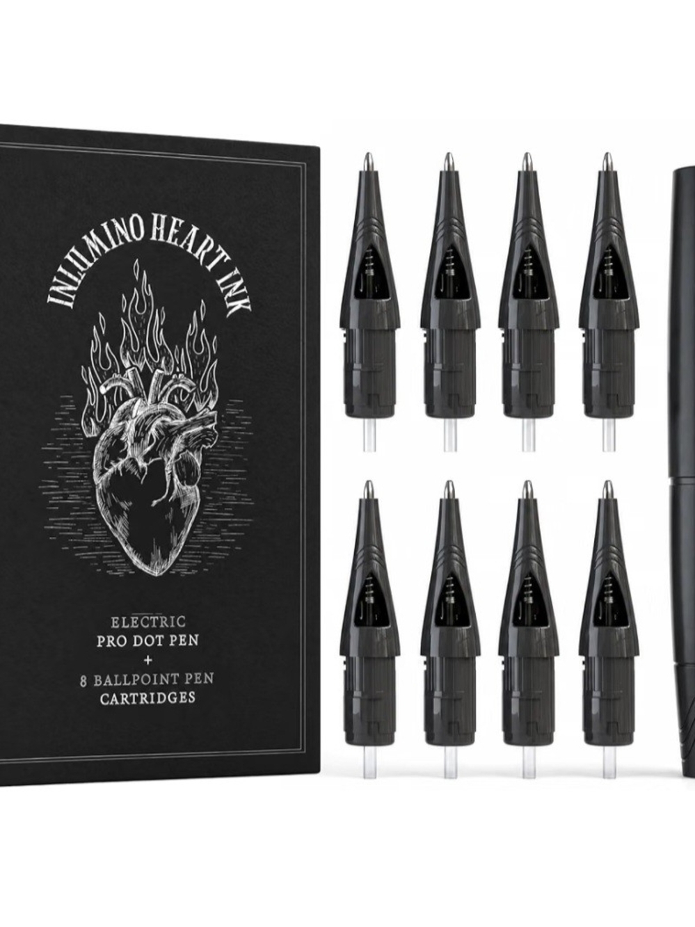 NIB Inlumino Heart Ink Electric Pro Dot Pen Bundle Tattoo Practice Japenese